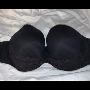 Victorias Secret 38D Black Lined Strapless Bra